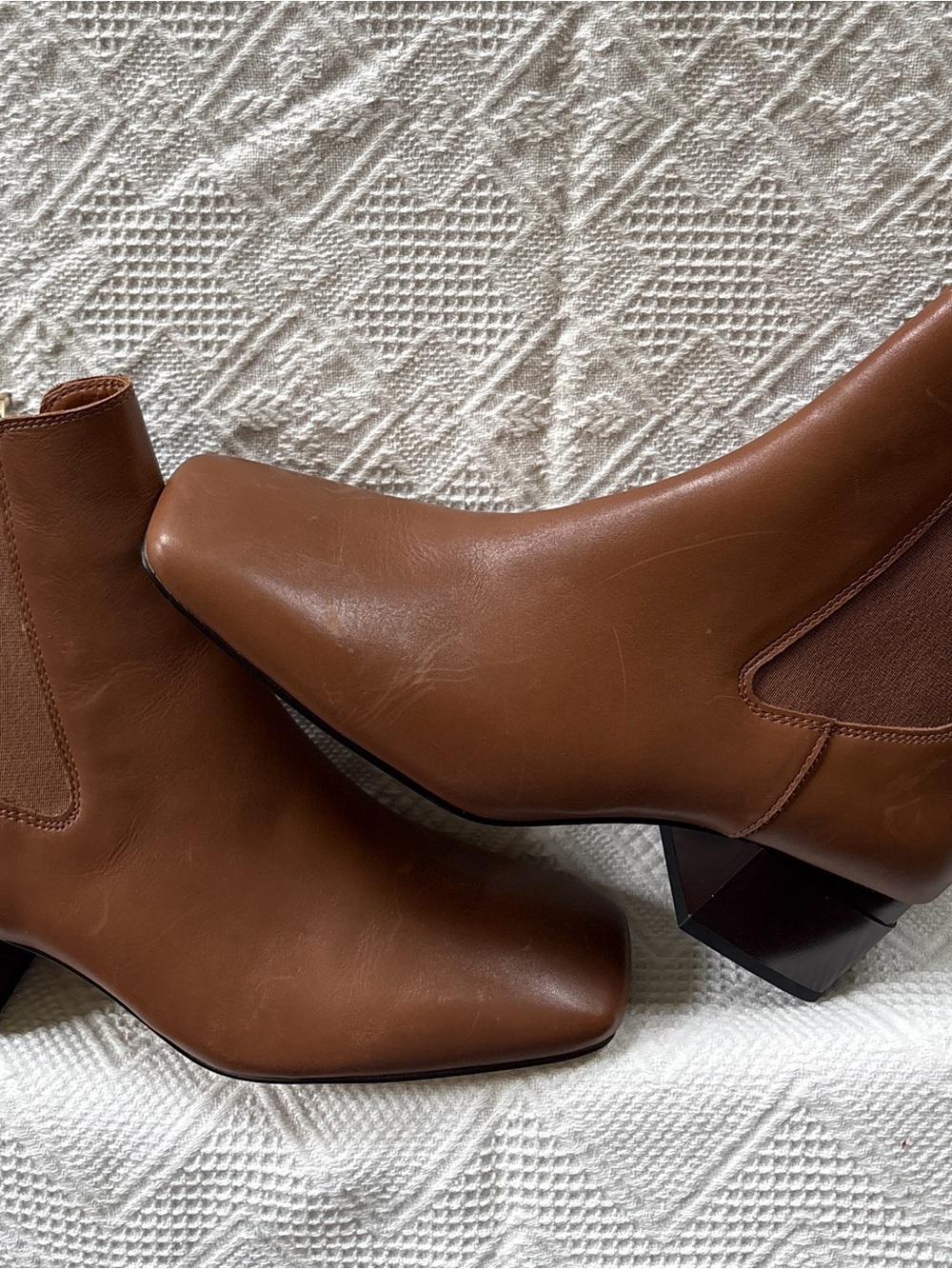 Franco Sarto Cognac Brown Leather Chelsea Ankle Booties